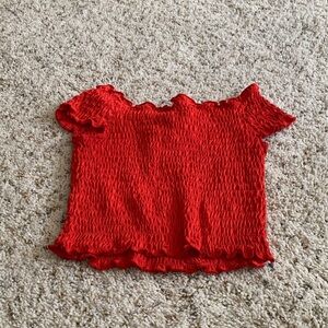 Eye Candy Red Smocked Crop Top